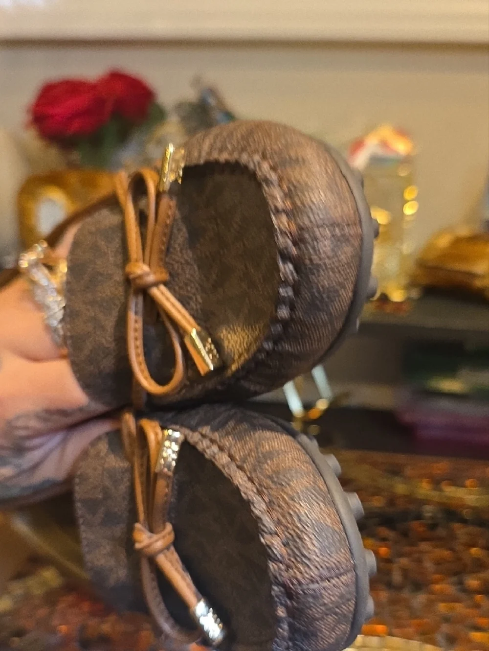 Michael Kors Brown Logo Pattern Moccasin Loafers - Picture 5 of 7